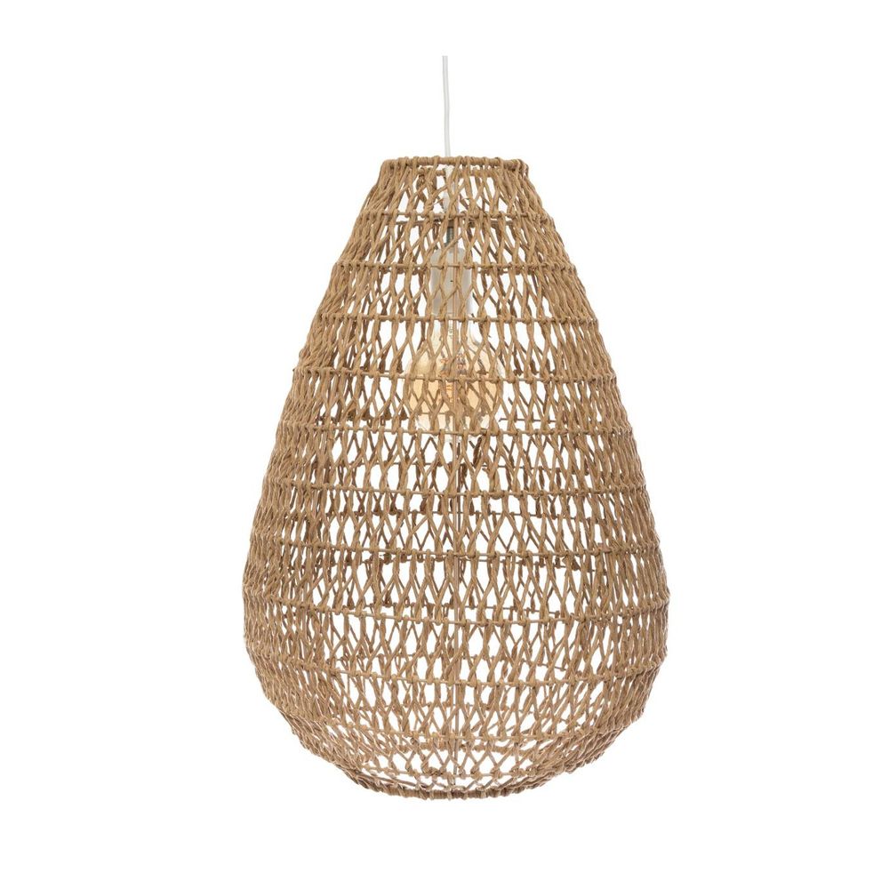 Luminaire suspension en métal & corde d 37.5 cm beige