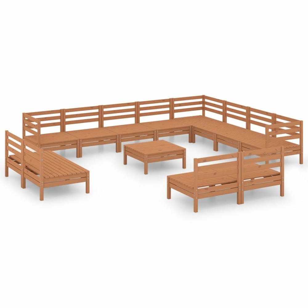 Salon de jardin meuble d'extérieur ensemble de mobilier 13 pièces bois de pin massif marron miel