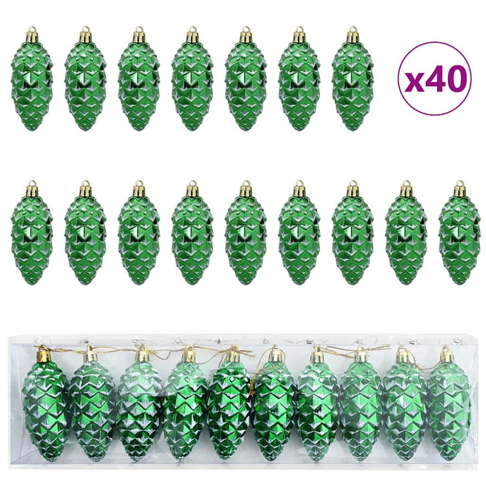 Boule de pomme de pin de noël 40 pcs vert plastique