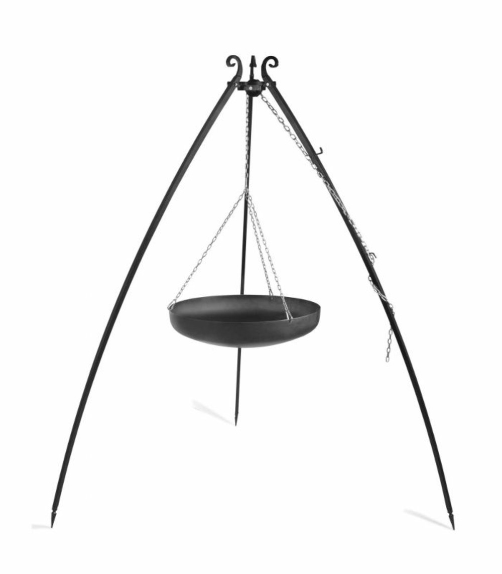 Trépied avec wok suspendu, acier, 200cm de hauteur, 60cm de diamètre, cookking, 111013
