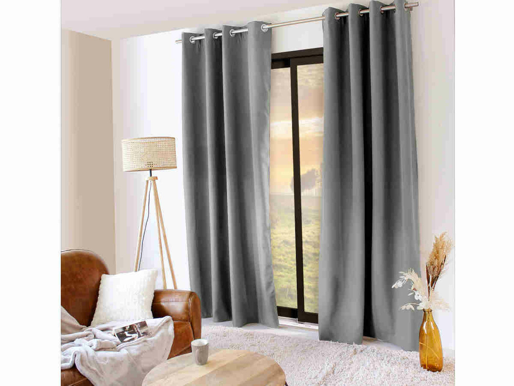 Lot de 2 rideaux thermiques glacier gris clair 135 x 240 cm