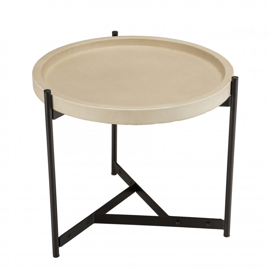 Table d’appoint 52x50cm plateau béton beige pieds métal noir