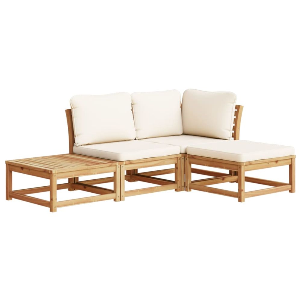 Salon de jardin 4 pcs avec coussins bois d'acacia solide