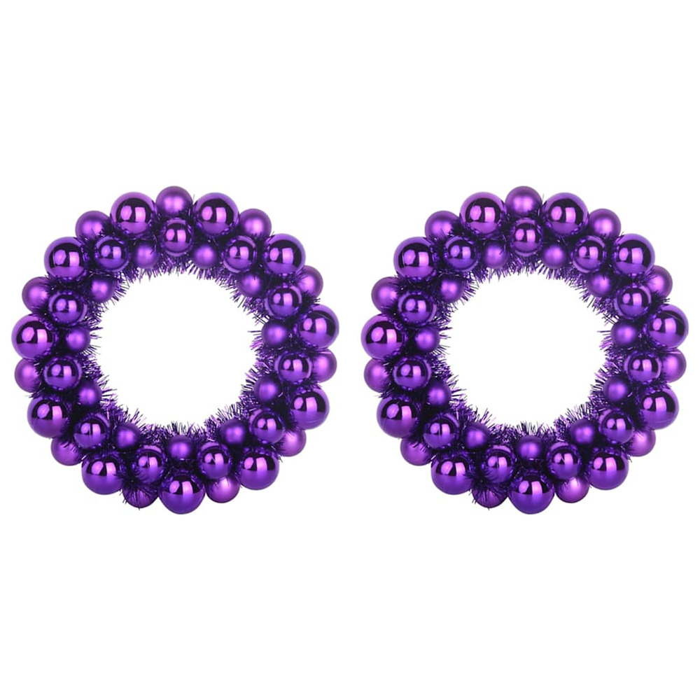 Couronnes de boules de noël 2 pcs lilas 33 x 33 x 7 cm