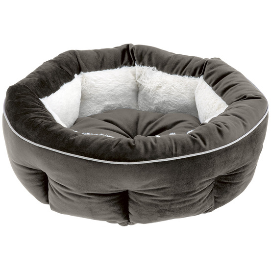 Ferplast couchage arrondi pour chiens et chats marquis 55, lit pour animaux, velours doux, lavable, ø 55 x 20 cm, gris