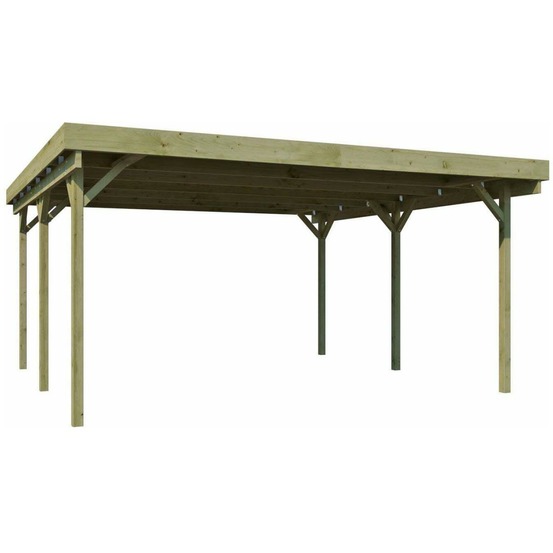 Carport double en bois basic 5,1 x 5 m