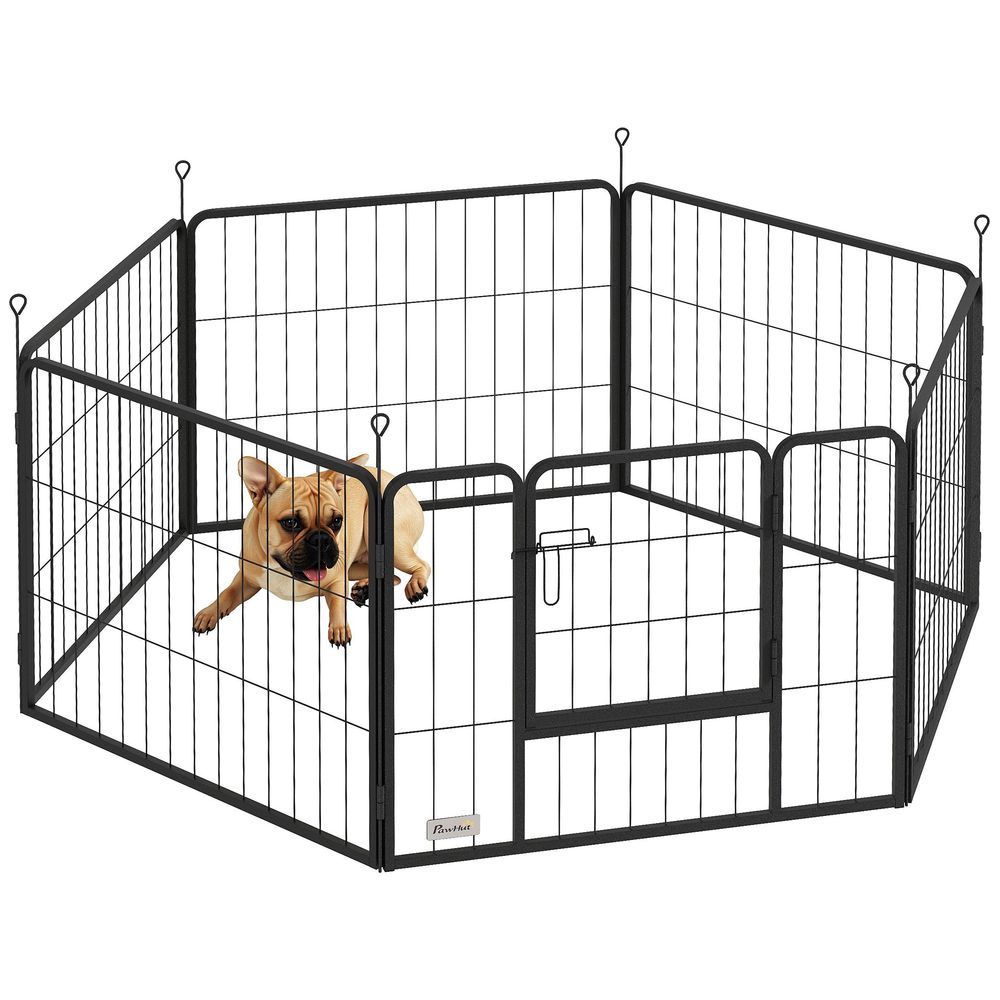 Enclos pour chien 6 panneaux acier intérieur extérieur modulable 160x80x60cm gris foncé - comfortxl pet living