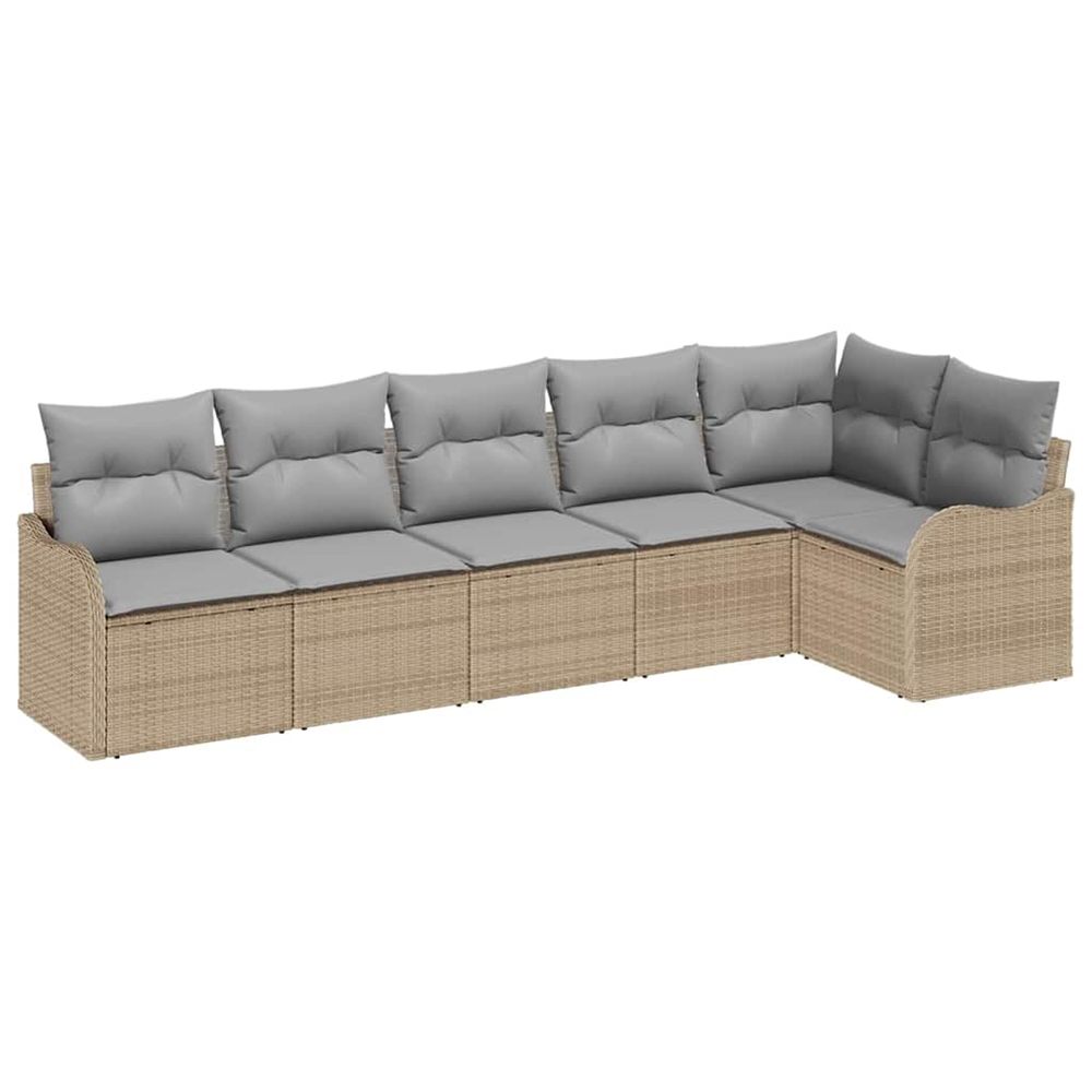 Ensemble de canapé de jardin 6 pc beige polyrotin