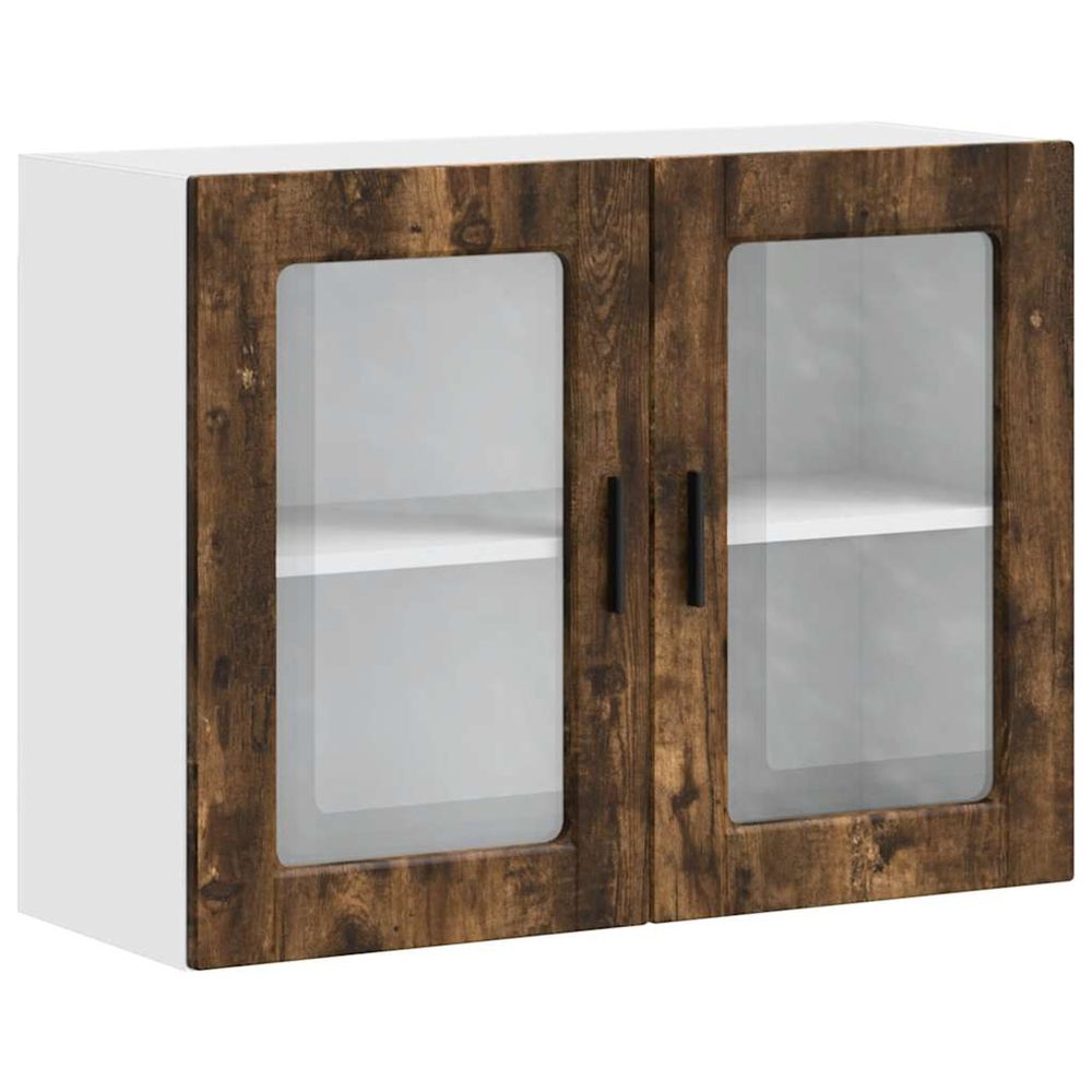 Armoire murale de cuisine avec porte en verre porto chêne fumé