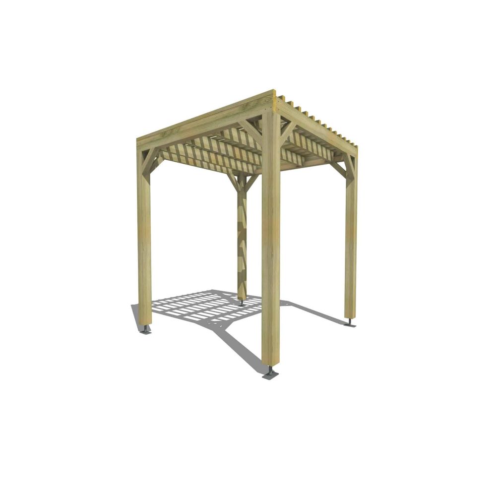 Pergola bois • 2m x 2m • indépendante • sens largeur • lattage bois • livraison comprise