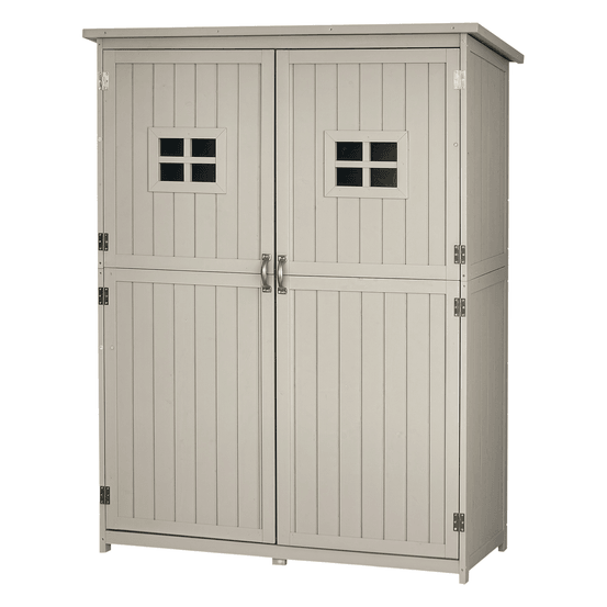 Abri de jardin bois extérieur 2 portes toit bitumé 127x50x164cm gris - comfortxl outdoor living