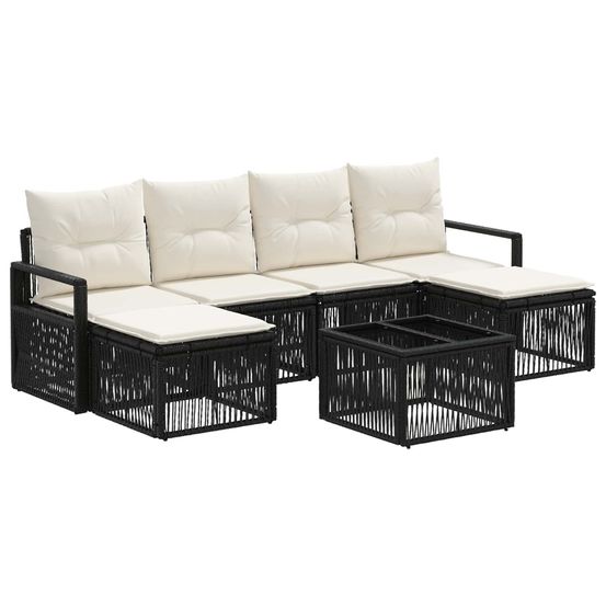 Ensemble de canapé de jardin 7 pc noir polyrotin