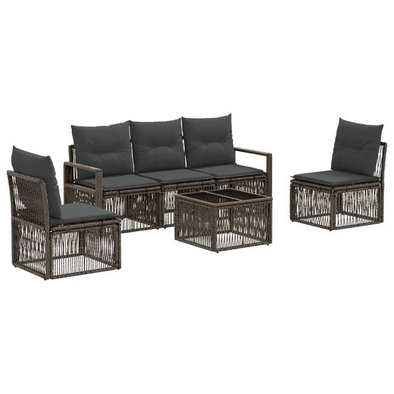 Ensemble de canapé de jardin 6 pc gris polyrotin