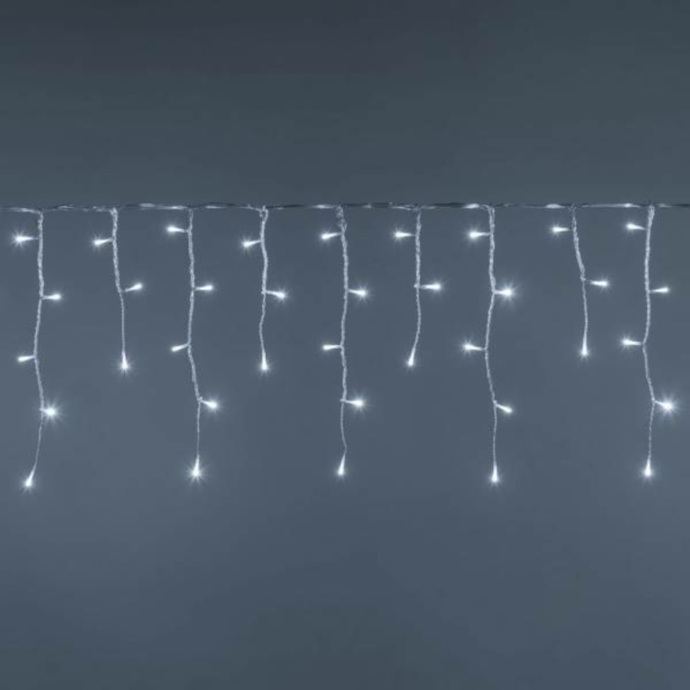 Guirlande stalactite 6m h40cm 200 led blanc froid effet chute de neige 230v câble blanc lotti