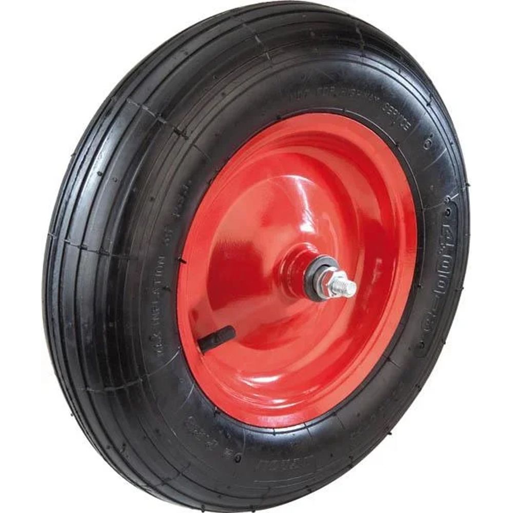Roue de brouette avec essieu, alésage 20 mm, filetage 12 mm, 1 pièce