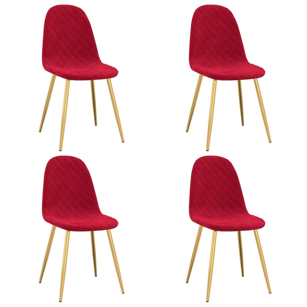 Chaises de salle à manger 4 pcs rouge bordeaux velours