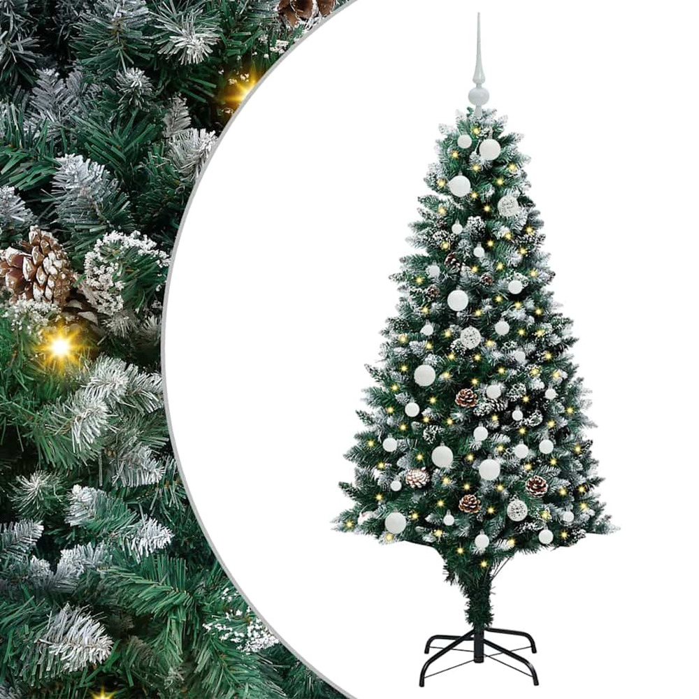 Sapin de noël artificiel vert 150 cm pvc, acier et plastique