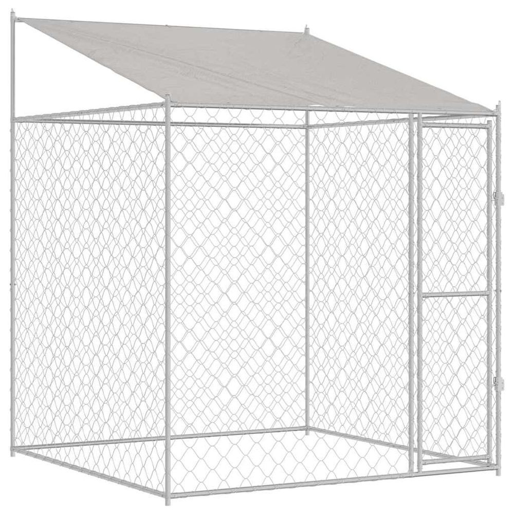 Cage pour chien avec toit argenté 200 x 200 x 258 cm
