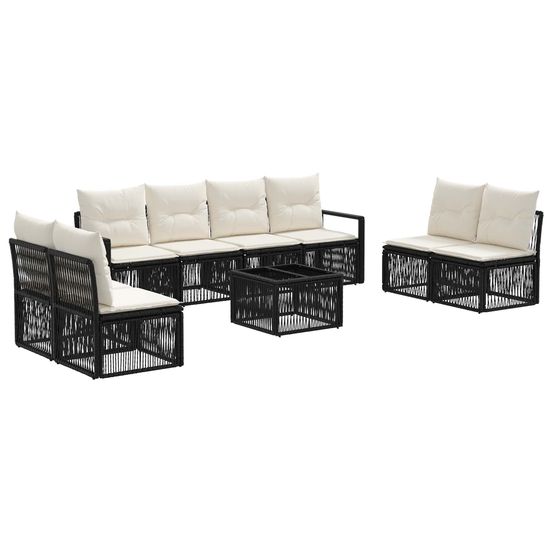 Ensemble de canapé de jardin 9 pc noir polyrotin