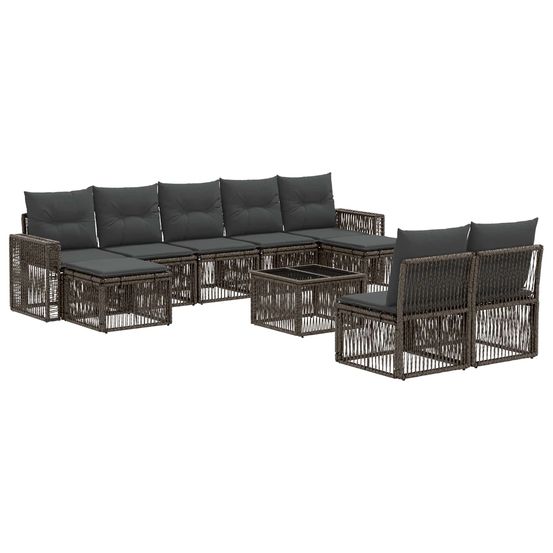 Ensemble de canapé de jardin 10 pc gris et gris foncé polyrotin