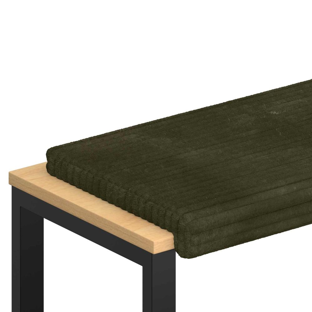 Coussin de banc velours côtelé en peluche vert profondeur 35 cm