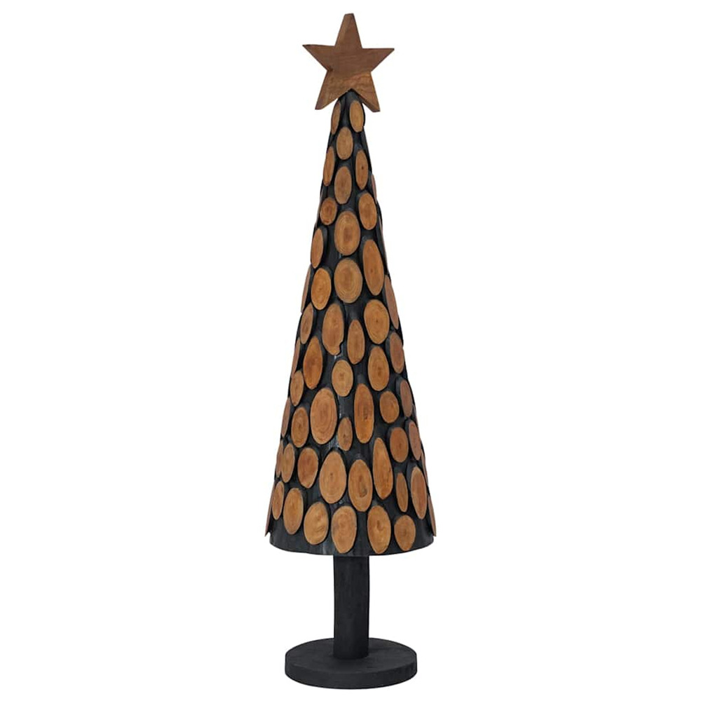 Sapin de noël avec support marron 120 cm bois de teck solide