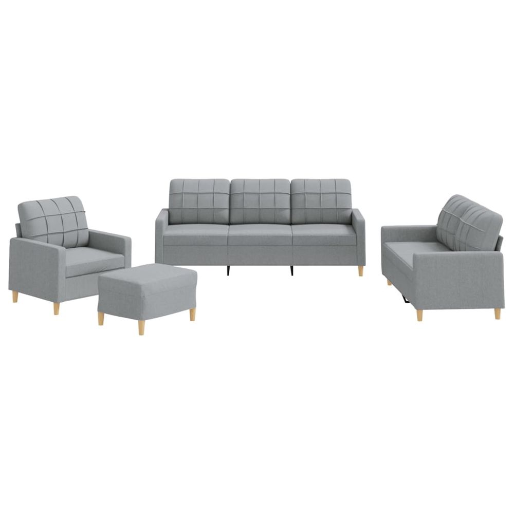 Ensemble de canapés 4 pcs avec coussins gris clair tissu