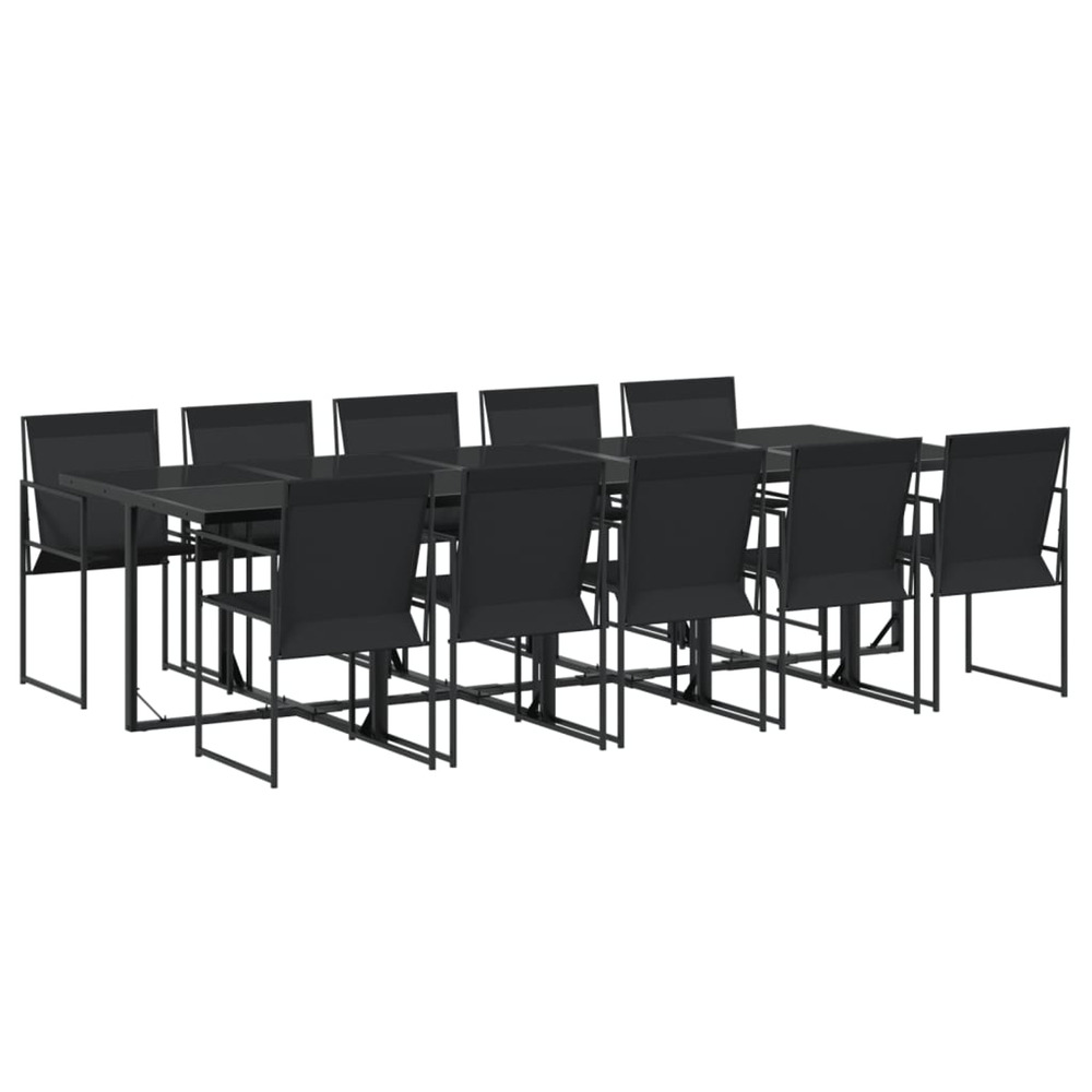 Ensemble à manger de jardin 11 pcs noir textilène
