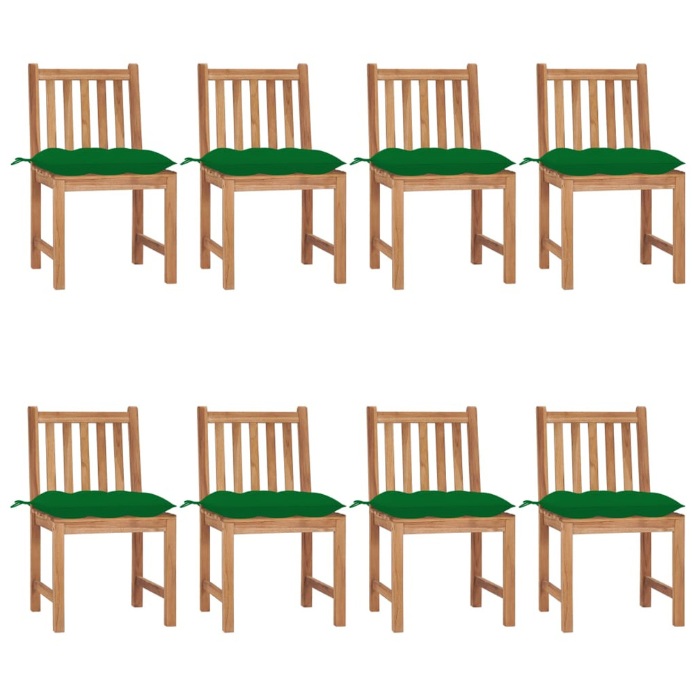 Chaises de jardin lot de 8 avec coussins bois de teck massif