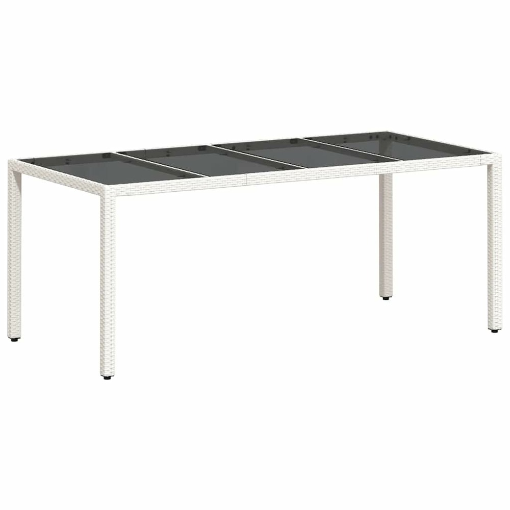 Table de jardin avec dessus en verre blanc résine tressée