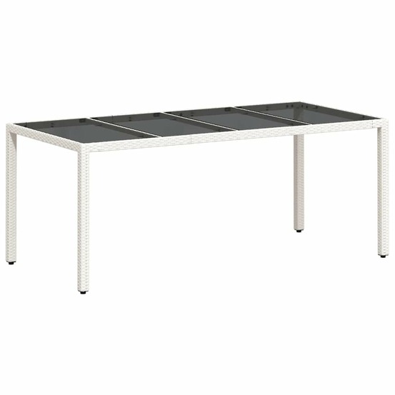 Table de jardin avec dessus en verre blanc résine tressée