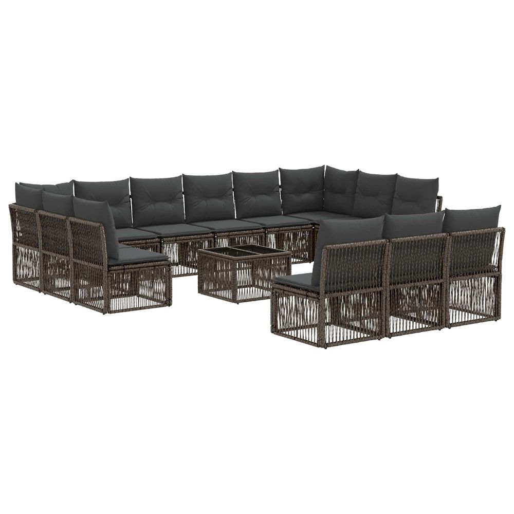 Ensemble de canapé de jardin 14 pc gris polyrotin
