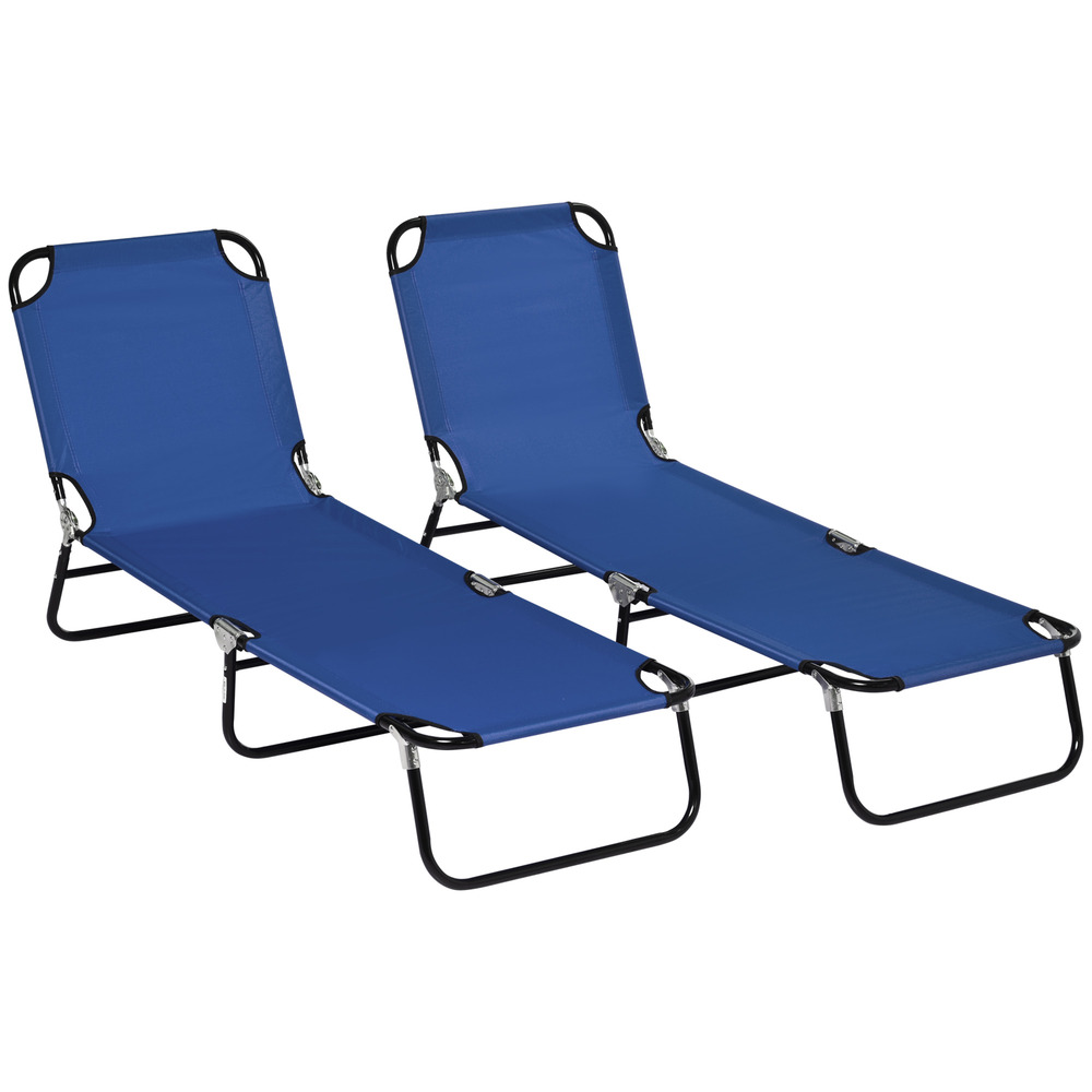 Ensemble de 2 transats de jardin pliants avec dossier réglable en hauteur dans 5 directions, jusqu’à 120 kg, chargeable