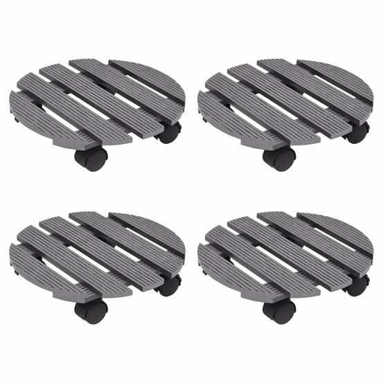 Chariots à plantes 4 pcs gris ø30x7,5 cm wpc