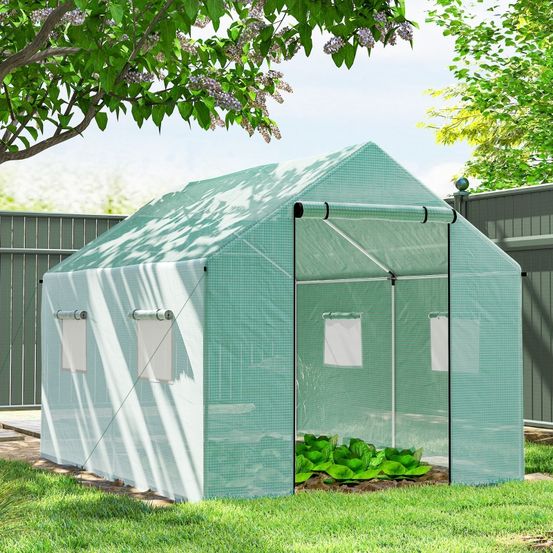 Serre tunnel pe 2 x 3 x 2 m verte jardin potager porte enroulable ventilation - comfortxl outdoor living
