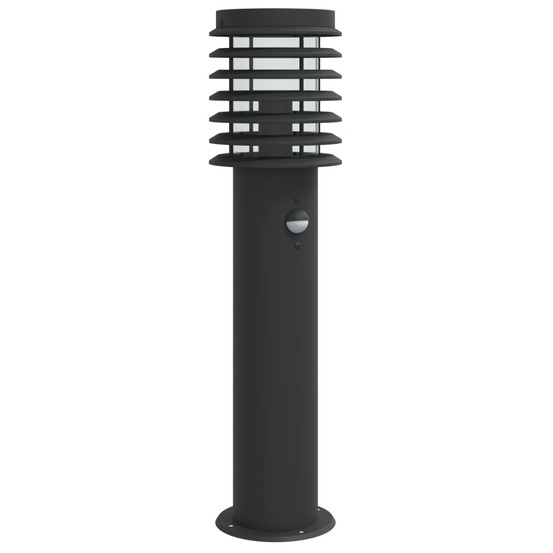 Lampadaire d'extérieur avec capteur 60 cm acier inoxydable noir