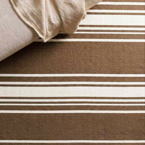 Tapis rayé marron et blanc 120x160cm