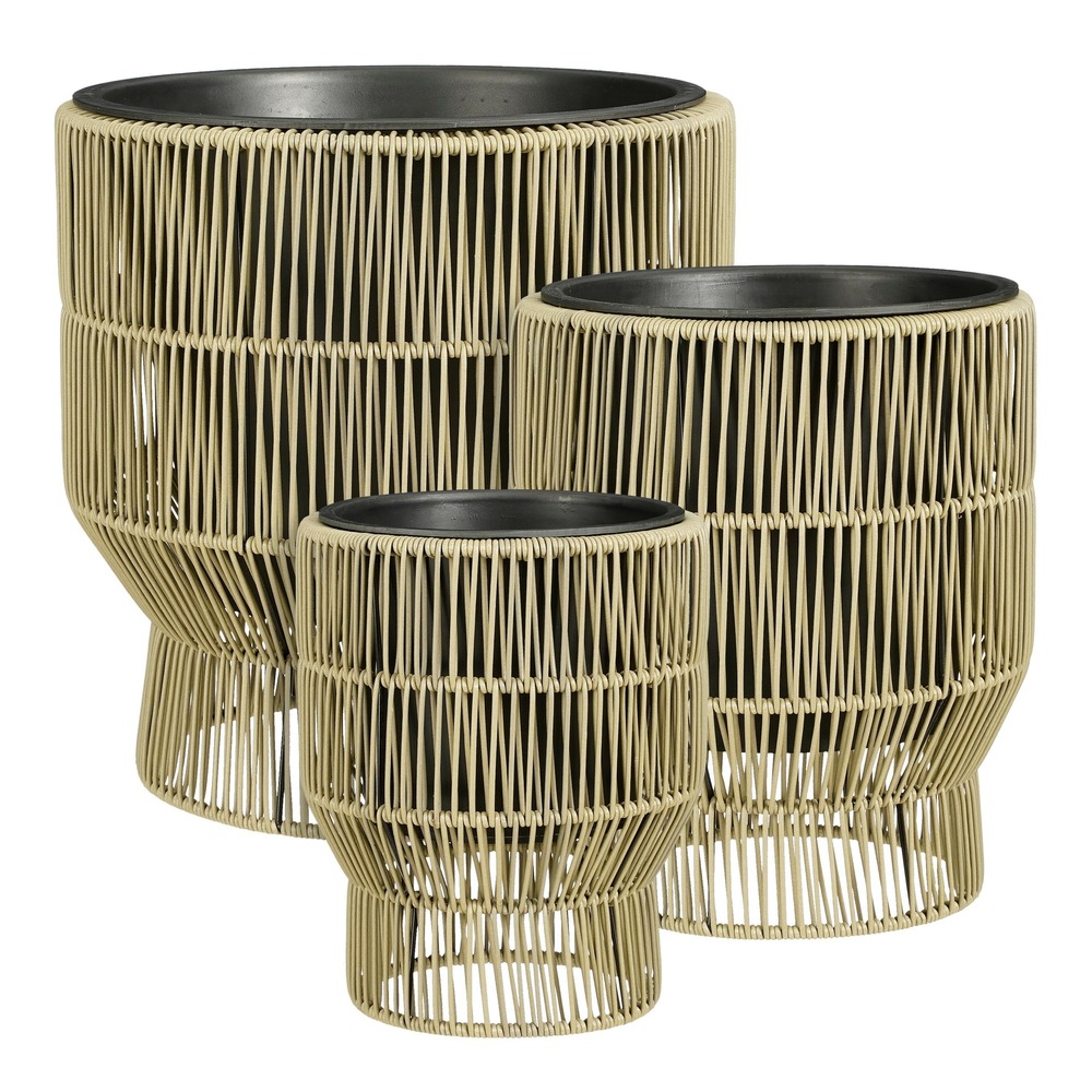 Mica decorations peta pot plante – lot de 3 – pot de fleur exterieur pour fleurs et plantes exterieur – vert