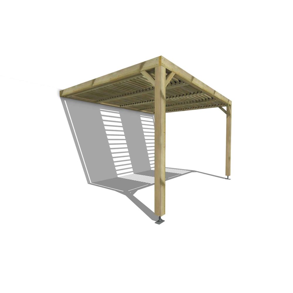 Pergola bois • 4m x 3m • adossée • sens profondeur • lames orientables bioclimatiques incluses • livraison comprise