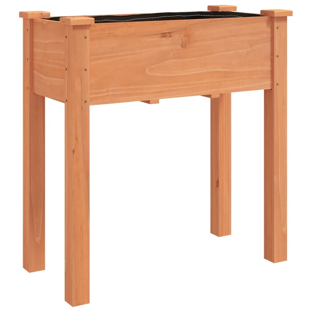 Jardinière d'extérieur avec doublure marron 71x37x76cm bois massif de sapin