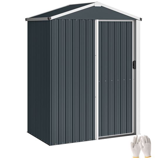 Petit abri de jardin acier extérieur porte coulissante 136x87 cm gris - comfortxl outdoor living