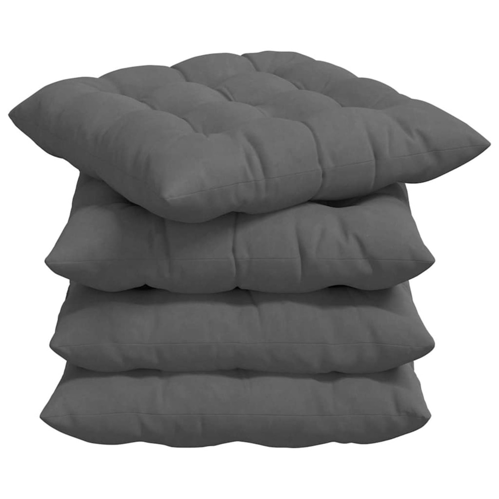 Coussins de siège 4 pcs gris foncé 40 x 40 x 6 cm microfibre