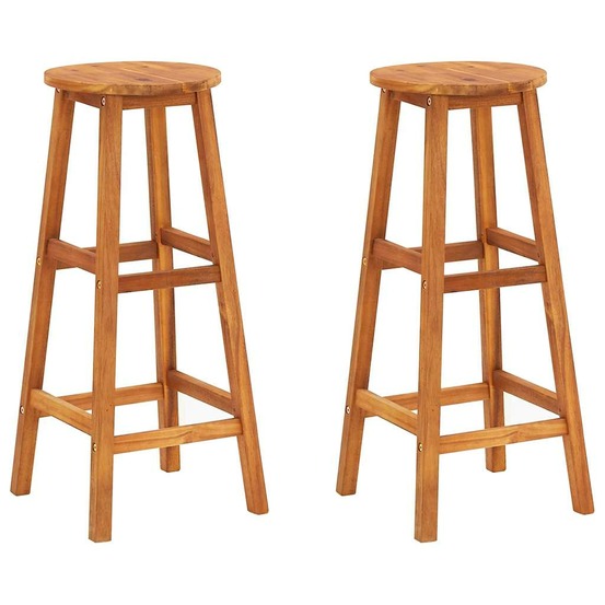 Tabourets de bar lot de 2 bois d'acacia massif