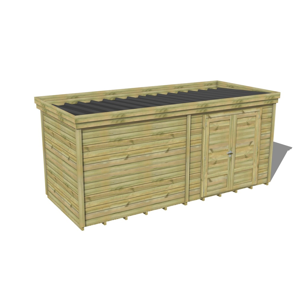 Abri de jardin bois pin traité autoclave 27mm - 5,69x2,14m / 12m2 - bac acier - plancher bois