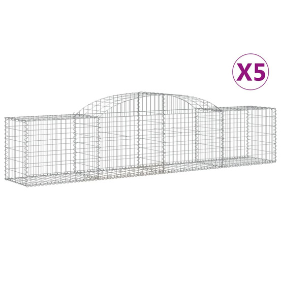 Paniers à gabions arqués 5 pcs 300x50x60/80 cm fer galvanisé