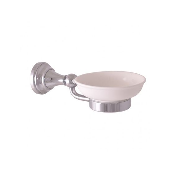 Porte-savon rétro morava en laiton chromé et céramique 19x11 x6,45 cm