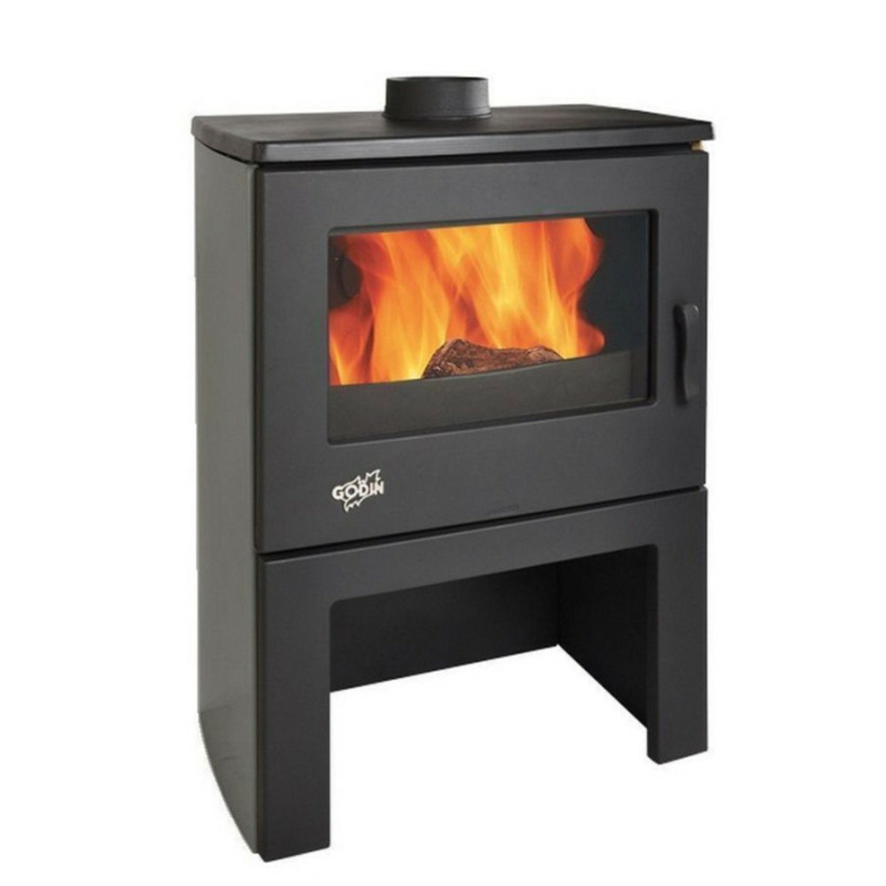 Poêle à bois chinon 8,5kw acier émaillé gris argente godin - 362113grisarg