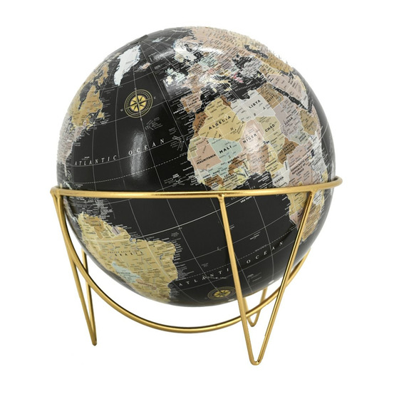 Globe en résine noire et métal doré