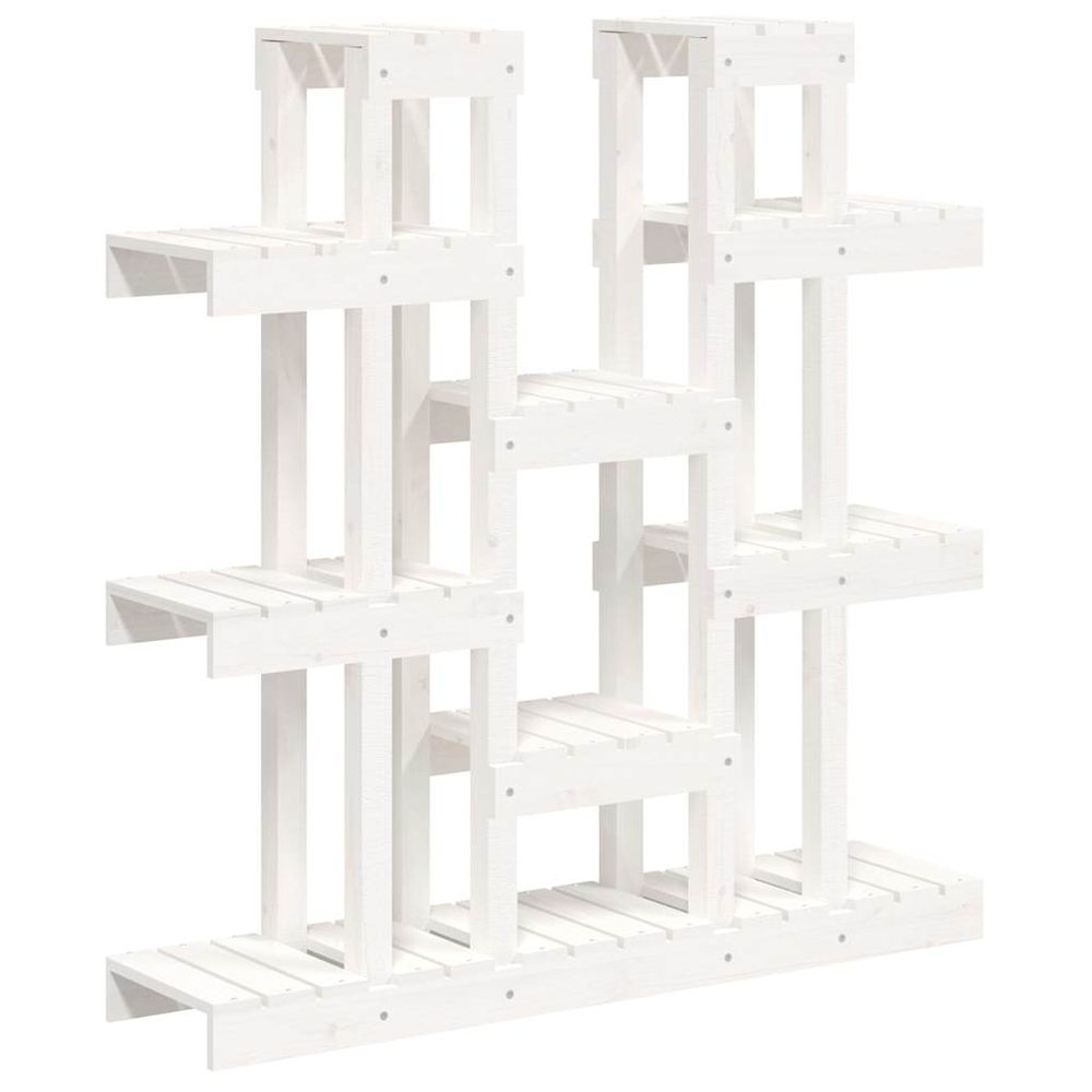 Support à plantes blanc 104,5x25x109,5 cm bois massif de pin