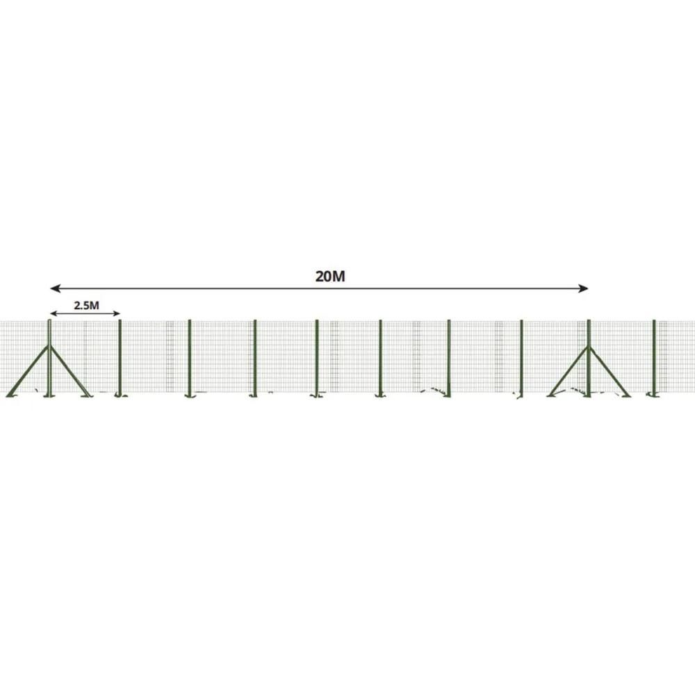 Kit complet 20 m de rouleau grillage soudé pvc - maille 100x50mm - fil 2,1mm - hauteur 1,20 m